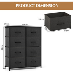 Byrå med 8 lådor och metallram i grått för stilren och praktisk förvaring