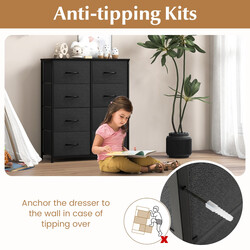 Byrå med 8 lådor och metallram i grått för stilren och praktisk förvaring