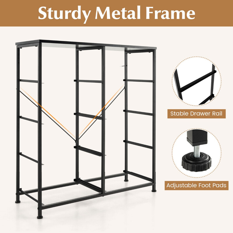 Byrå med 8 lådor och metallram i grått för stilren och praktisk förvaring