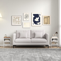 Sängbord i trä med metallram och genomskinlig dörr, vit, 40 x 32 x 56 cm