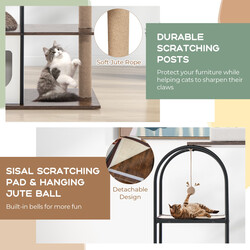 Kattträd med katthus och avtagbar säng, 118 cm, kaffebrun design