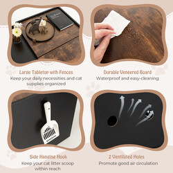 Kattlådemöbel med utdragbar låda och svängdörr för stilren och hygienisk katttoalett