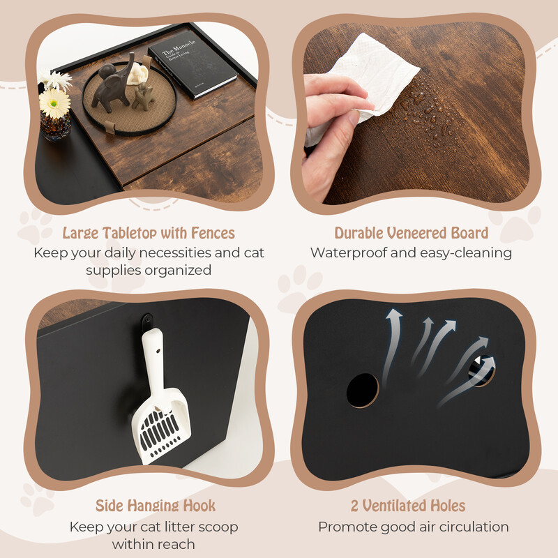 Kattlådemöbel med utdragbar låda och svängdörr för stilren och hygienisk katttoalett