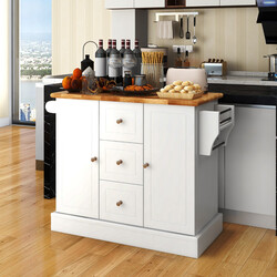 Köksvagn i trä med arbetsyta och justerbara hyllor, vit, 127 x 46 x 91,5 cm