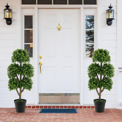 Konstgjord buxbom i kruka med 5 bollar, 115 cm hög dekorationsväxt