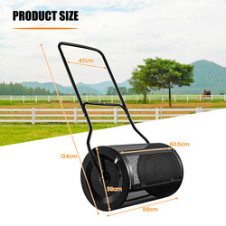 Kompostspridare 80L med u-handtag och metallnät för gödsel och torv, svart