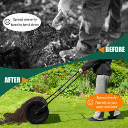 Kompostspridare 80L med u-handtag och metallnät för gödsel och torv, svart