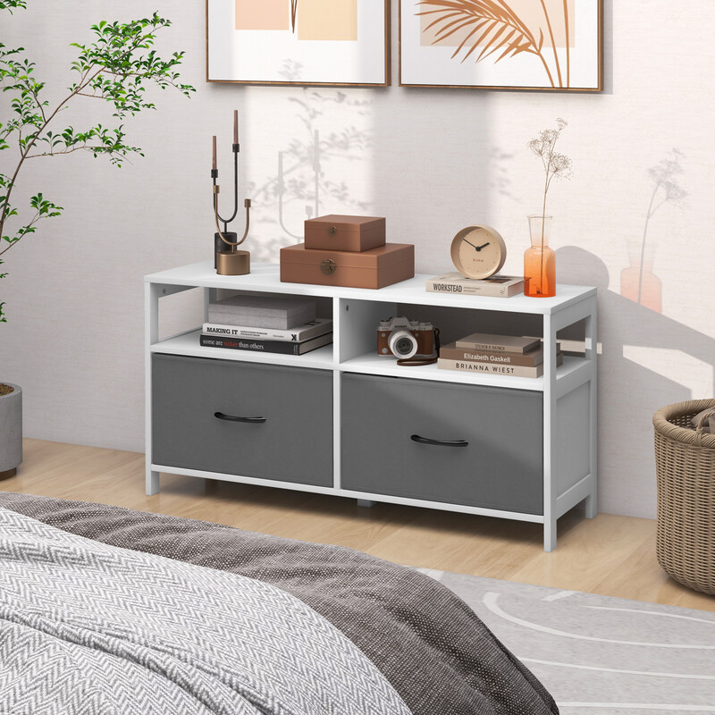 Byrå med 2 lådor och öppna hyllor för mångsidig förvaring 100 x 30 x 53 cm