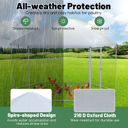 Metallhönsbur med låsbar dörr och väderbeständigt skydd för utomhusbruk