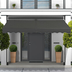 Grå justerbar balkongmarkis 350 cm bred med UV-skydd och enkel installation