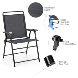 4-pack fällbara utomhusstolar med andningsbart tyg och halkfria fötter för terrass och trädgård