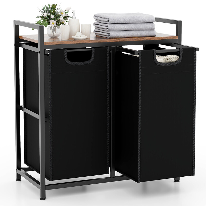 Tvättkorg med två fack och avtagbara påsar för enkel organisering