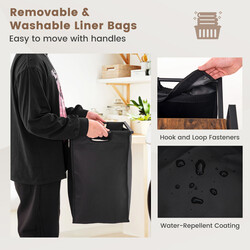 Tvättkorg med två fack och avtagbara påsar för enkel organisering