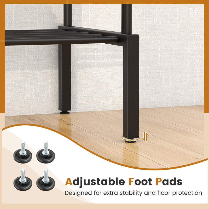 Dubbel klädställning med justerbara stänger och rymlig förvaring i svart och silver