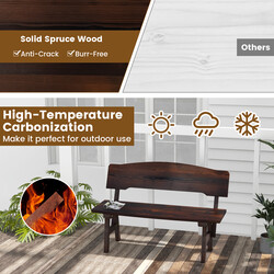 Väderbeständig trädgårdsbänk i granträ med ryggstöd, 325 kg kapacitet, 120 cm bred