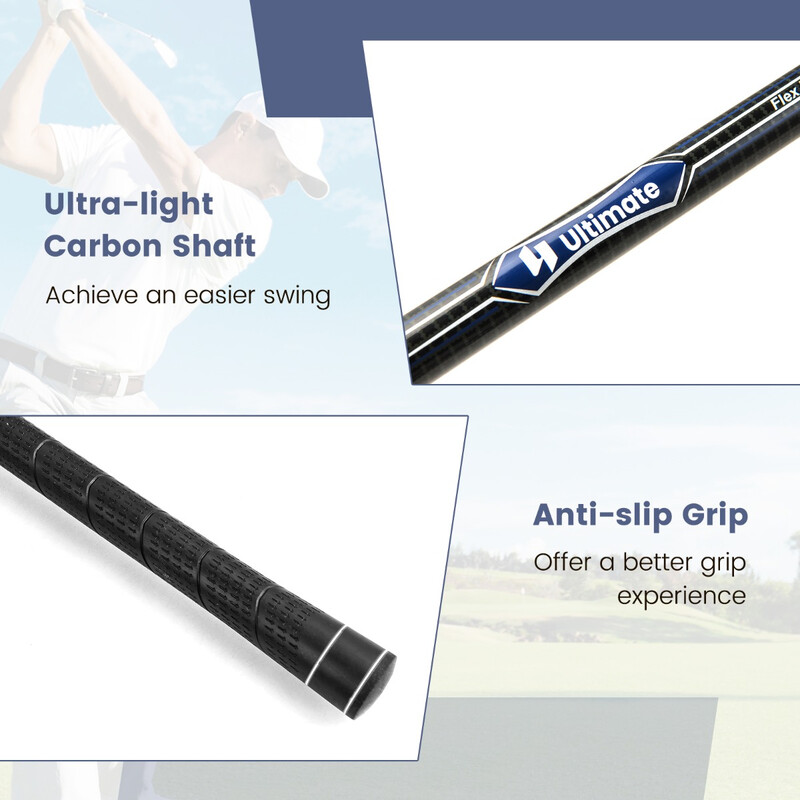 Komplett 9-delars golfschlägerset för högerhänta herrar med klubbskydd