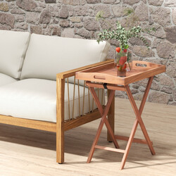 Sidobord i akacieträ med fällbar design för inomhus- och utomhusbruk 68 x 44 x 74 cm