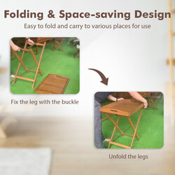 Sidobord i akacieträ med fällbar design för inomhus- och utomhusbruk 68 x 44 x 74 cm