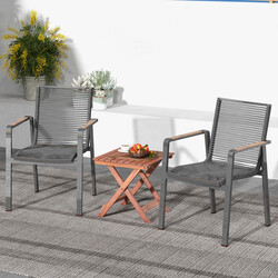 Sidobord i akacieträ för balkong och terrass, hopfällbart och lätt att flytta