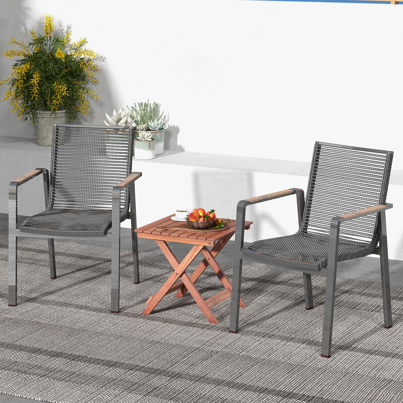 Sidobord i akacieträ för balkong och terrass, hopfällbart och lätt att flytta