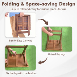 Sidobord i akacieträ för balkong och terrass, hopfällbart och lätt att flytta