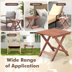 Sidobord i akacieträ för balkong och terrass, hopfällbart och lätt att flytta