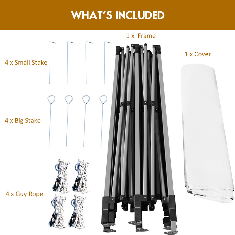 Vattentätt och stabilt 3x3 m pop-up-tält med justerbar höjd och transportväska