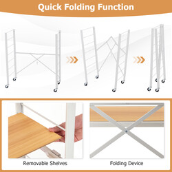 Hopfällbar serveringsvagn med justerbara hyllplan och avtagbara hjul för flexibel förvaring