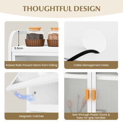 Vitt köksskåp med justerbar hylla och krokvägg för praktisk förvaring