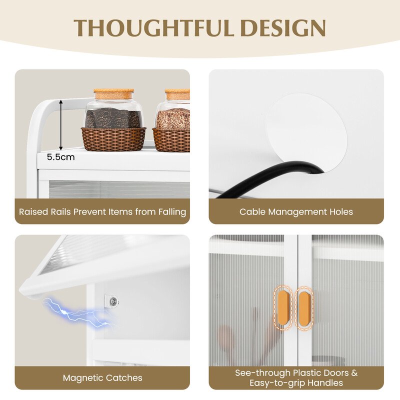 Vitt köksskåp med justerbar hylla och krokvägg för praktisk förvaring