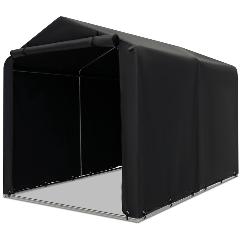 Mörkgrått garagetält 160x218x164 cm med metallram och väderskydd för utomhusförvaring