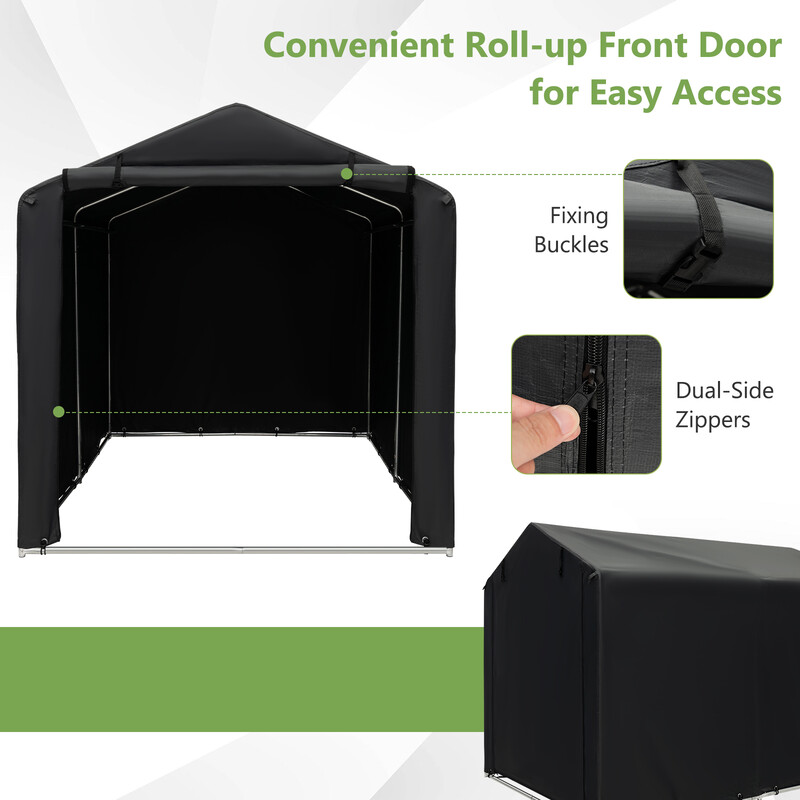 Mörkgrått garagetält 160x218x164 cm med metallram och väderskydd för utomhusförvaring
