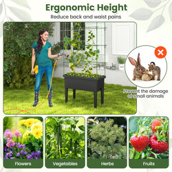 Självbevattnande upphöjd odlingslåda med spaljé och vattennivåmätare för trädgårdsentusiaster