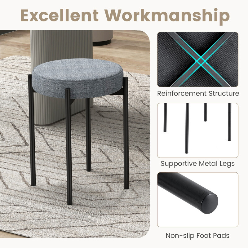 Mörkgrå stapelbara köksstolar 4-pack med metallben och bekväm stoppning