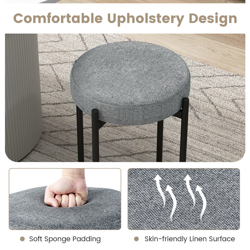 Mörkgrå stapelbara köksstolar 4-pack med metallben och bekväm stoppning