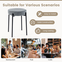 Mörkgrå stapelbara köksstolar 4-pack med metallben och bekväm stoppning