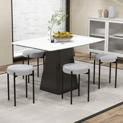 Ljusgråa stapelbara köksstolar 4-pack med metallben och bekväm klädsel