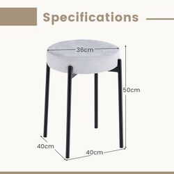 Ljusgråa stapelbara köksstolar 4-pack med metallben och bekväm klädsel