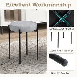 Ljusgråa stapelbara köksstolar 4-pack med metallben och bekväm klädsel