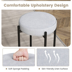 Ljusgråa stapelbara köksstolar 4-pack med metallben och bekväm klädsel