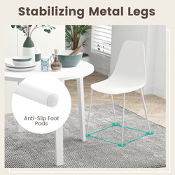 4-pack moderna vita matstolar utan armstöd med metallben för elegant inredning