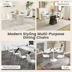 4-pack moderna vita matstolar utan armstöd med metallben för elegant inredning
