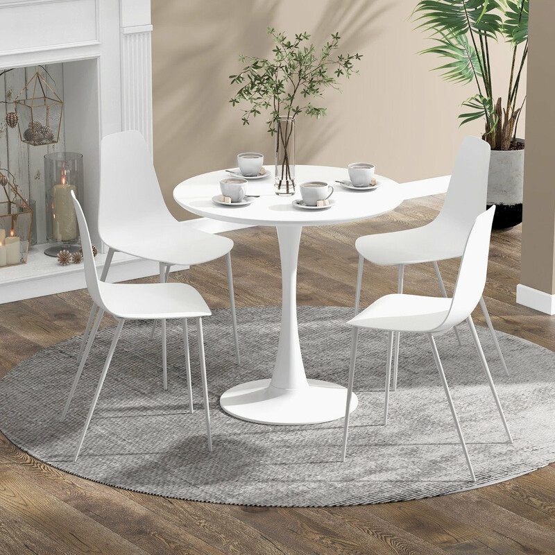 4-pack moderna vita matstolar utan armstöd med metallben för elegant inredning