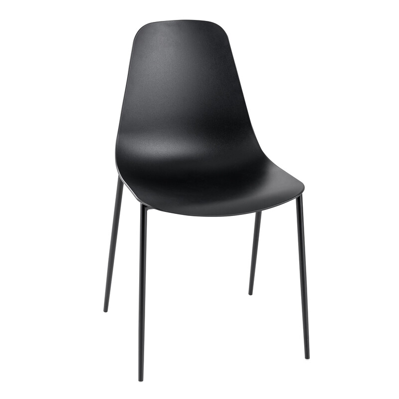 4-pack moderna matstolar utan armstöd med metallben i svart färg