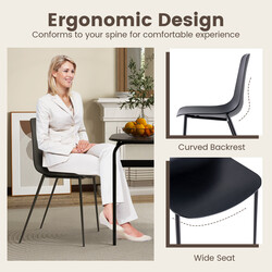 4-pack moderna matstolar utan armstöd med metallben i svart färg