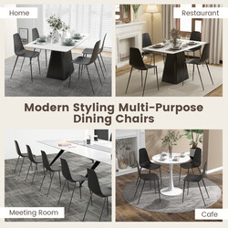 4-pack moderna matstolar utan armstöd med metallben i svart färg