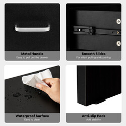 Modernt svart sängbord med låda och öppen hylla för sovrum eller vardagsrum