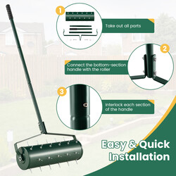 Manuell gräsmatteluftare med justerbar effektivitet och ergonomiskt handtag 53 x 130 cm grön