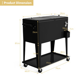 Kylvagn 76L med hjul och flasköppnare för fester och evenemang