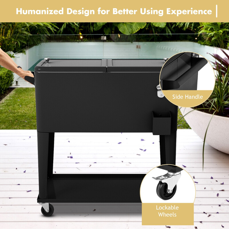 Kylvagn 76L med hjul och flasköppnare för fester och evenemang